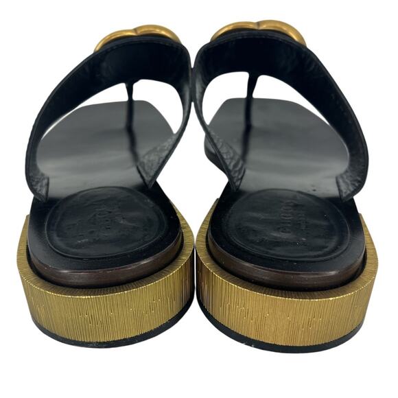 Gucci Marmont Logo Leather Thong Sandal in Black - Picture 12 of 16